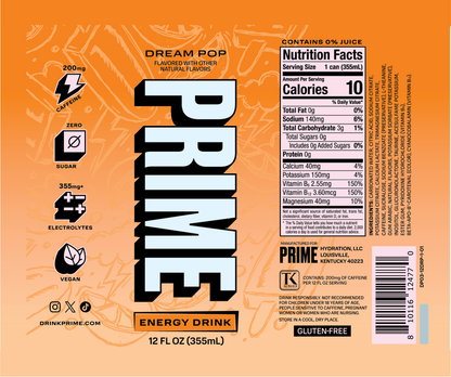 Prime Energy Dream Pop 12oz Can - Prime Hydration – BevMo!