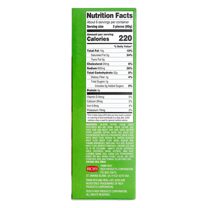 Farm Rich Frozen Breaded Jalapeno Peppers Stuffed with Real Cream Cheese 18oz