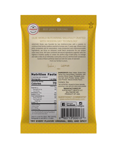 Aufschnitt Kosher Beef Jerky Teriyaki, 2oz