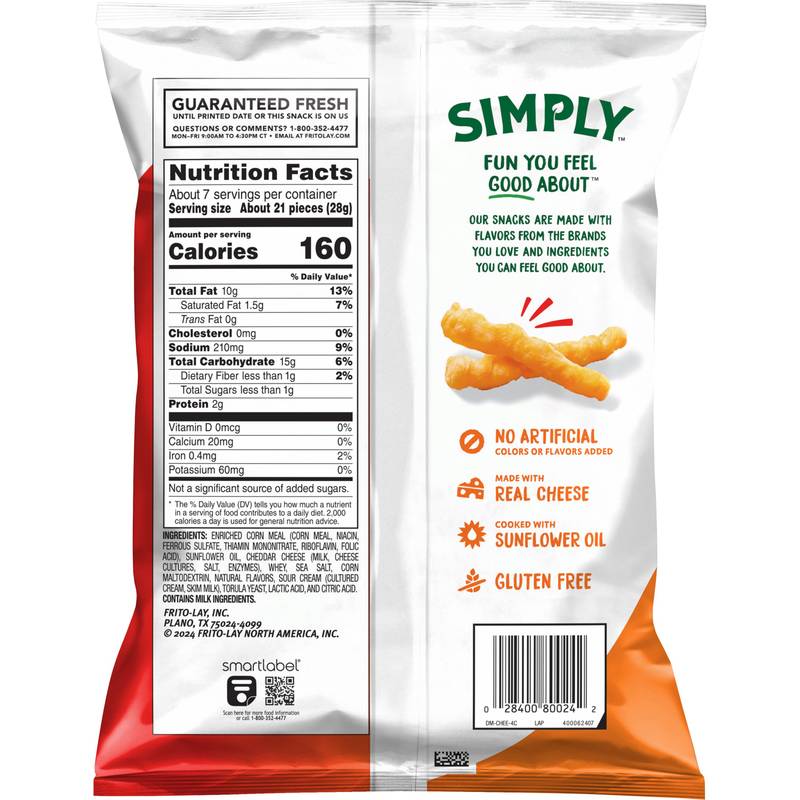 Simply Cheetos Crunchy, White Cheddar 6.5oz 