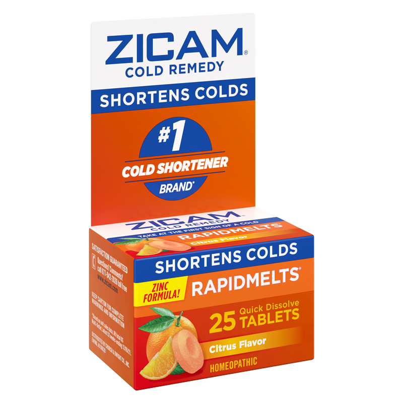 Zicam Zinc Cold Remedy RapidMelts Quick-Dissolve Tablets Citrus Flavor 25ct