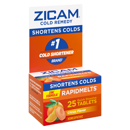 Zicam Zinc Cold Remedy RapidMelts Quick-Dissolve Tablets Citrus Flavor 25ct