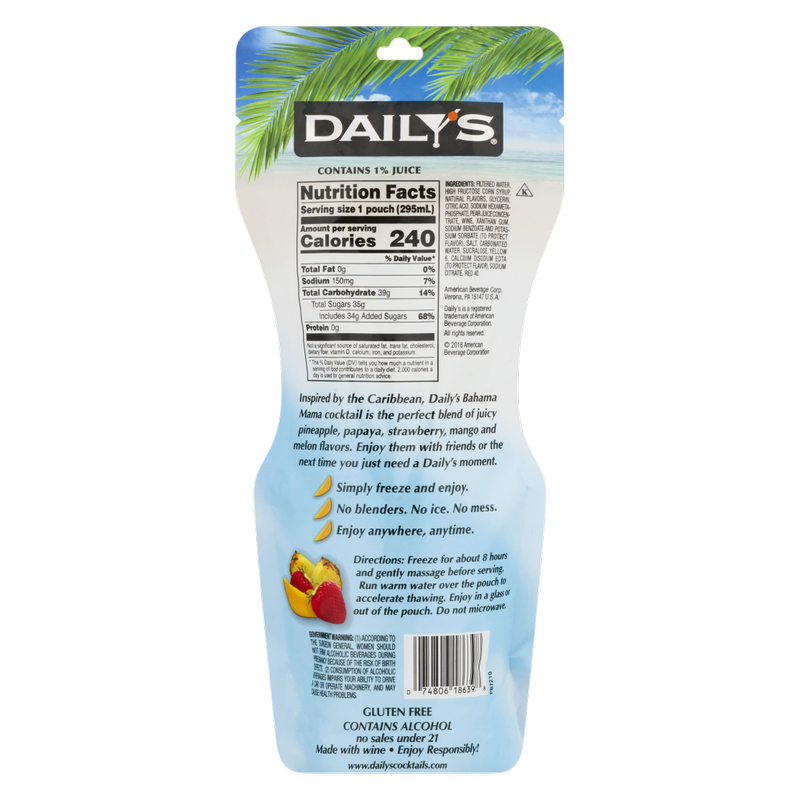 Daily's Bahama Mama Ready to Drink Single 10oz Pouch 5% ABV