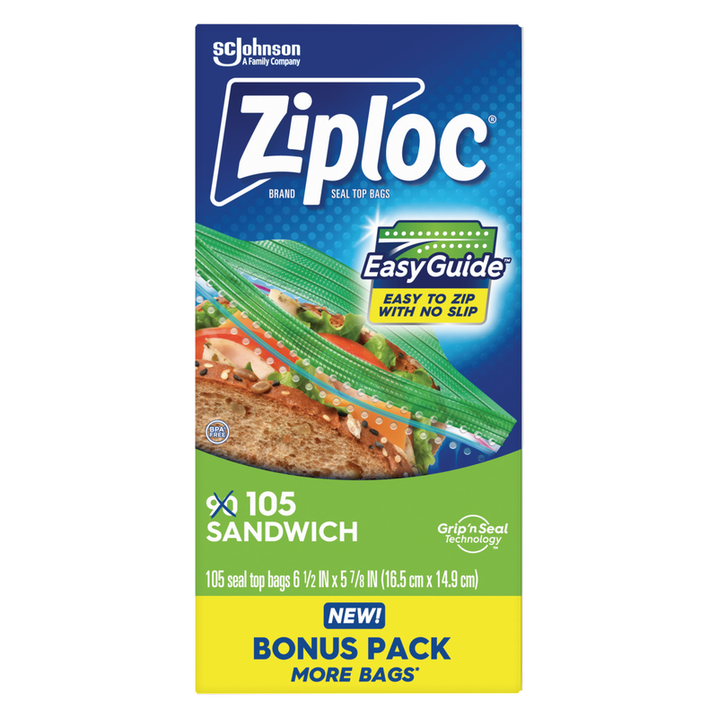 Ziploc Easy Guide Sandwich Bags, 105ct