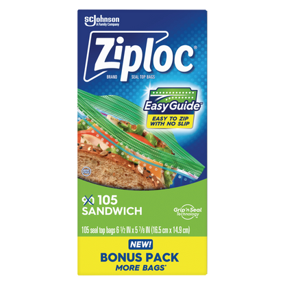 Ziploc Easy Guide Sandwich Bags, 105ct