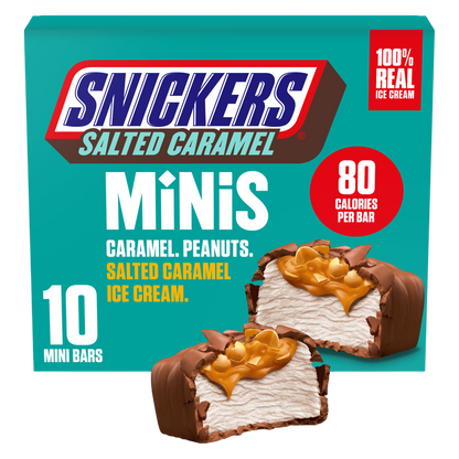 SNICKERS Ice Cream Minis, Salted Caramel Ice Cream Bars, 10ct