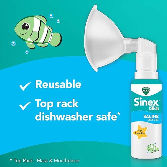 Vicks Sinex Kids Saline Easy Mist, Safe for 1 Ages Month+, 1.7 OZ