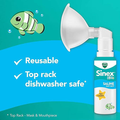 Vicks Sinex Kids Saline Easy Mist, Safe for 1 Ages Month+, 1.7 OZ
