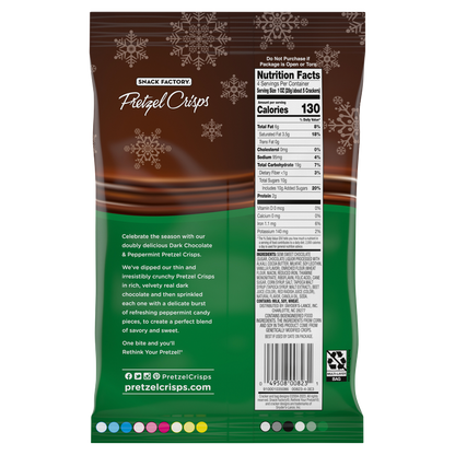 Snack Factory Pretzel Crisps Holiday Peppermint Dark Chocolate Covered Pretzels 4oz