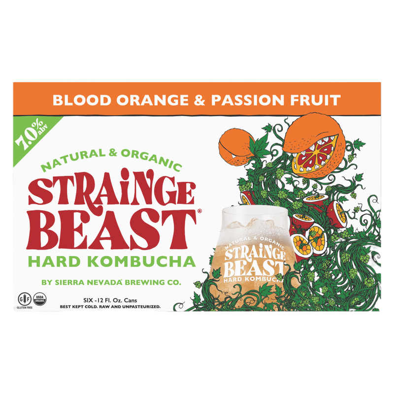 Strainge Beast Hard Kombucha Passion Fruit Hops Blood Orange 6pk 12oz Can