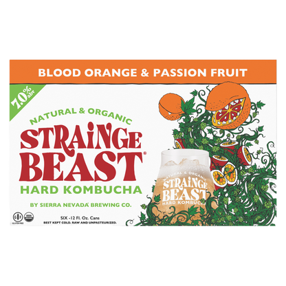 Strainge Beast Hard Kombucha Passion Fruit Hops Blood Orange 6pk 12oz Can