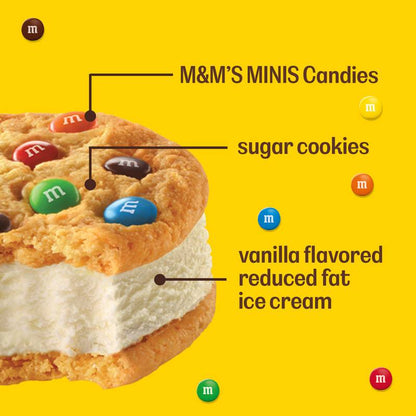 M&M'S Vanilla Ice Cream Cookie Sandwich, Reduced Fat Vanilla Ice Cream Dessert Cookie Sandwich, 4 Oz