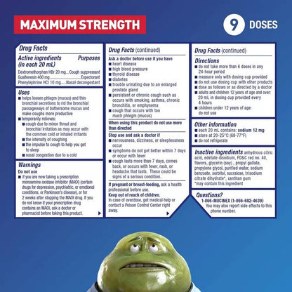 Mucinex Max Strength Severe Congestion & Cough Liquid Medicine, 6oz