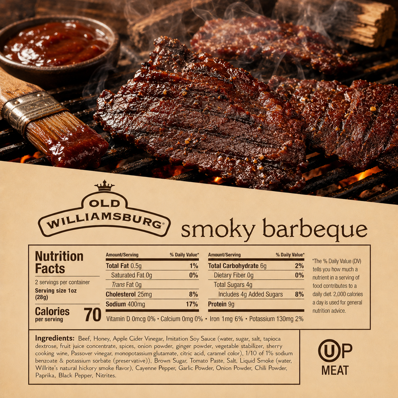 Old Williamsburg Smoky BBQ Kosher Beef Jerky 2oz