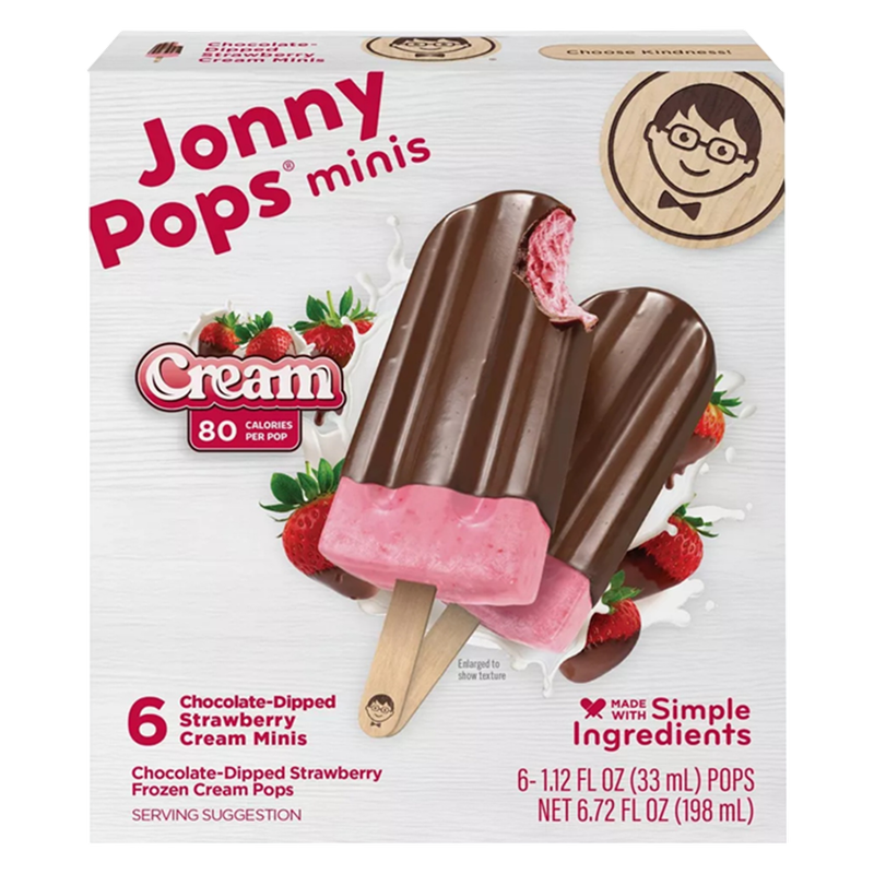 JonnyPops Chocolate-Dipped Strawberry Cream Mini Pops 6ct