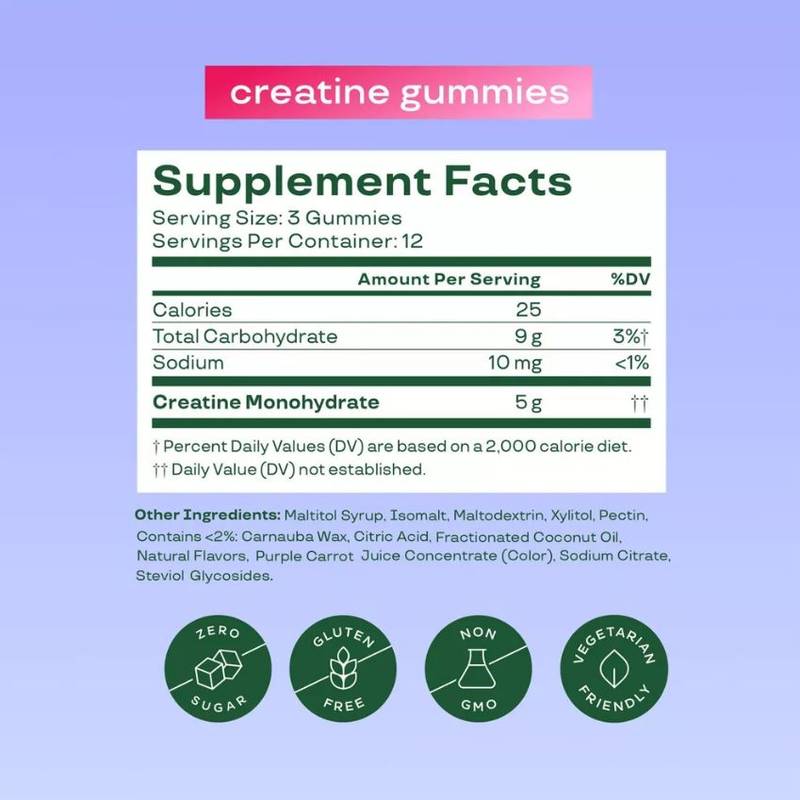 Bloom Creatine Gummies, Berry Boost, 36 Gummies, 12 servings