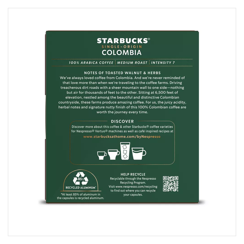 Nespresso Starbucks Vertuo Single-Origin Colombia 8ct 7.77oz Capsules