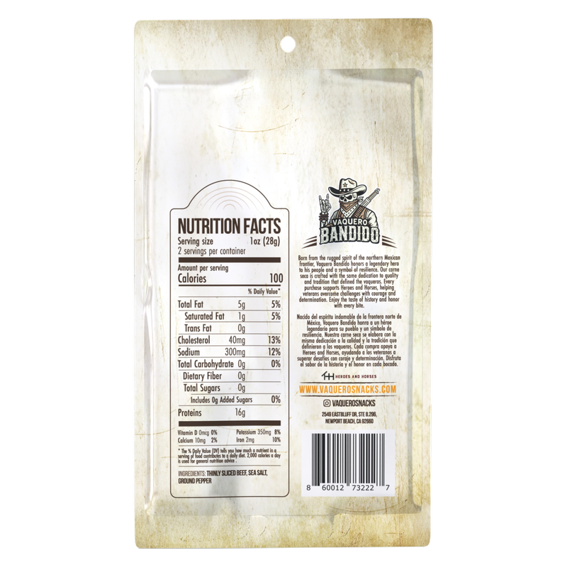 Vaquero Bandido Original Carne Seca, 2oz