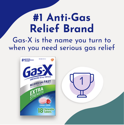 Gas-X Extra Strength Chewable Gas Relief Tablets with Simethicone 125 mg, Cherry - 18 Count