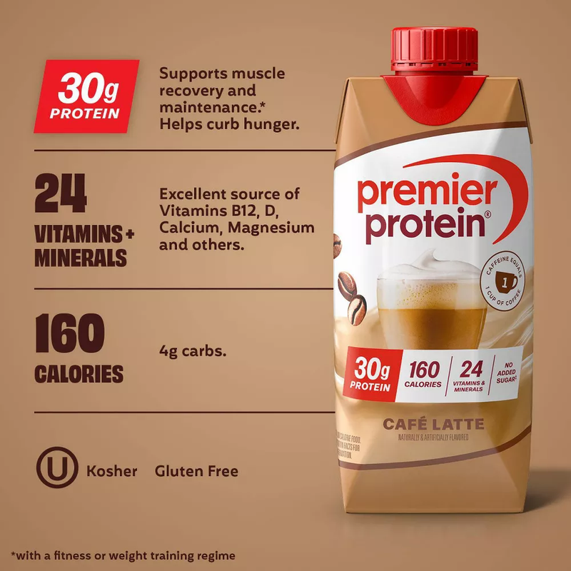 Premier Protein 30g Cafe Latte High Protein Shake 11oz Ctn