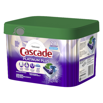 Cascade Platinum Plus Dishwasher Detergent Pods Fresh 28ct