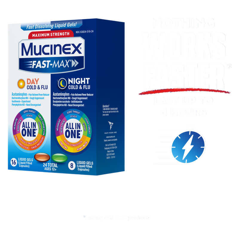 Mucinex Fast-Max Day Night Cold & Flu Liquid Gels 24ct