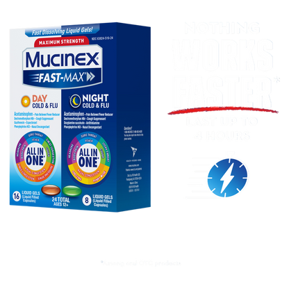 Mucinex Fast-Max Day Night Cold & Flu Liquid Gels 24ct