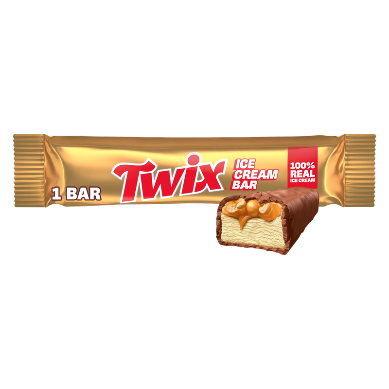 TWIX Ice Cream Bar Vanilla Caramel Chocolatey Cookie Dessert Bar, 3 Oz Bar