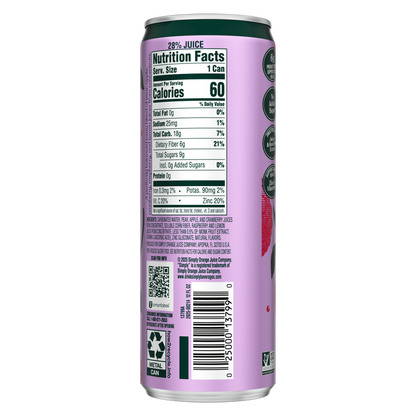Simply Pop Raspberry Prebiotic Soda 12oz Can
