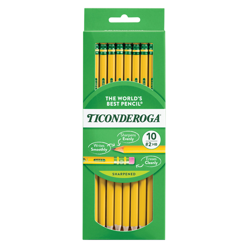 Ticonderoga #2 Pre-Sharpened Pencils, Yellow, 10 ct