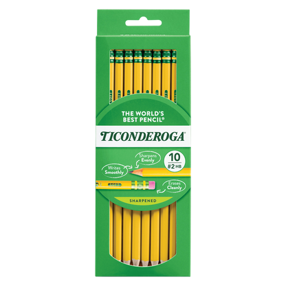 Ticonderoga #2 Pre-Sharpened Pencils, Yellow, 10 ct