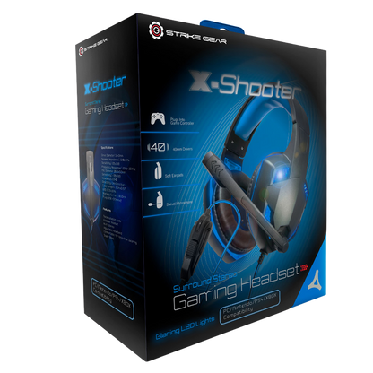 Strike Gear X-Shooter Gaming Headset with Mic & Blue LED