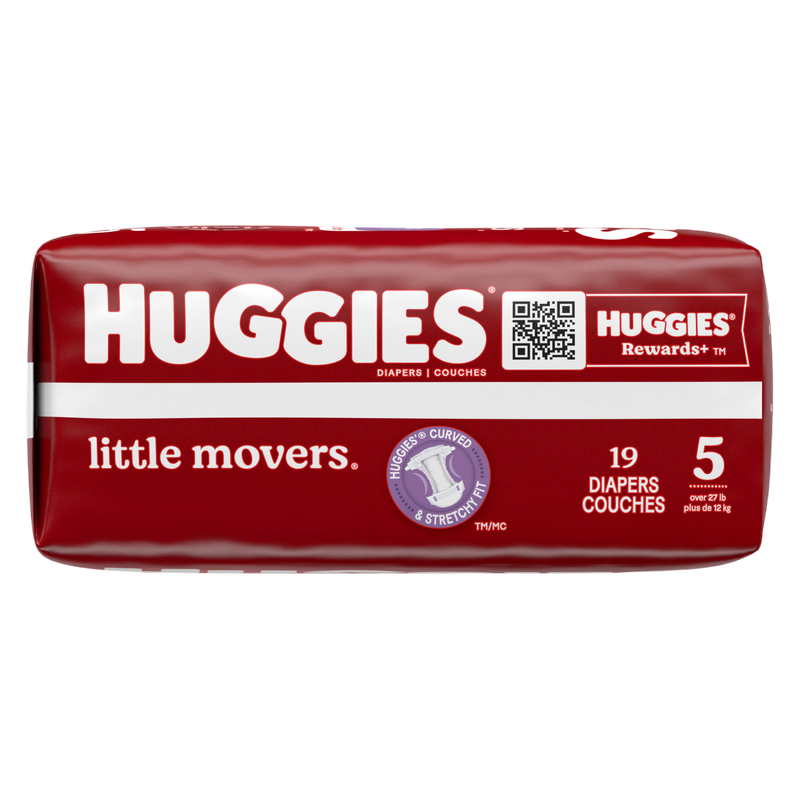 Huggies Little Movers Baby Diapers, Size 5 (27+ lbs), 19 Ct