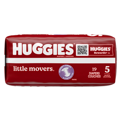 Huggies Little Movers Baby Diapers, Size 5 (27+ lbs), 19 Ct