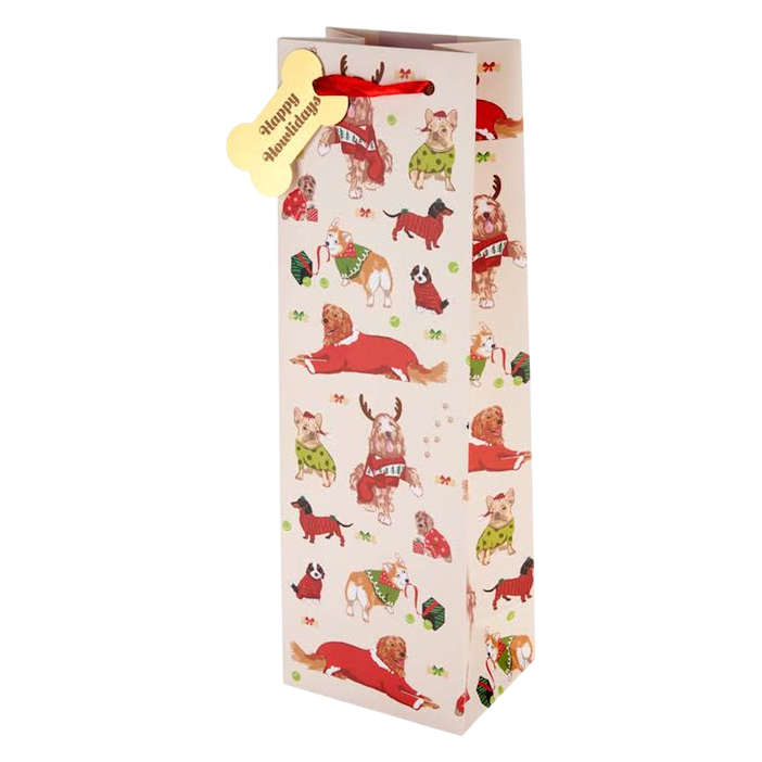 Holiday Dog Wine Bag