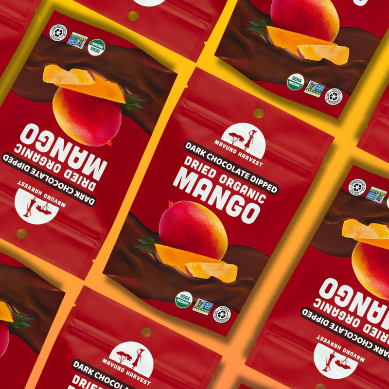 Mavuno Harvest Organic Dark Chocolate Dipped Dried Mango, 3oz