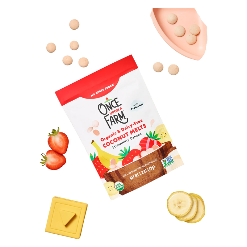 Once Upon a Farm Organic Coconut Melts Strawberry Banana, 1oz.