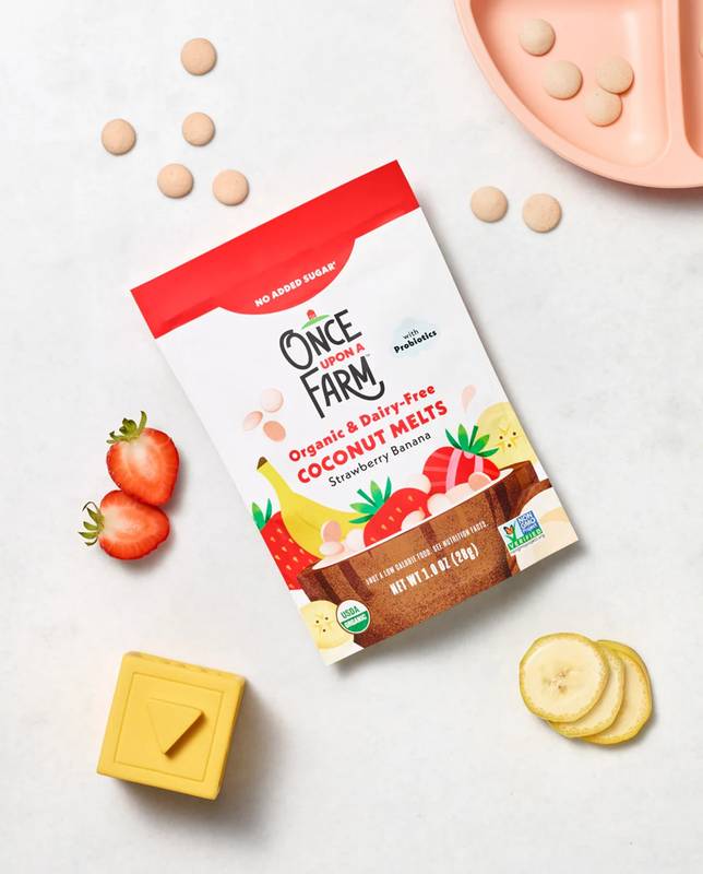 Once Upon a Farm Organic Coconut Melts Strawberry Banana, 1oz.