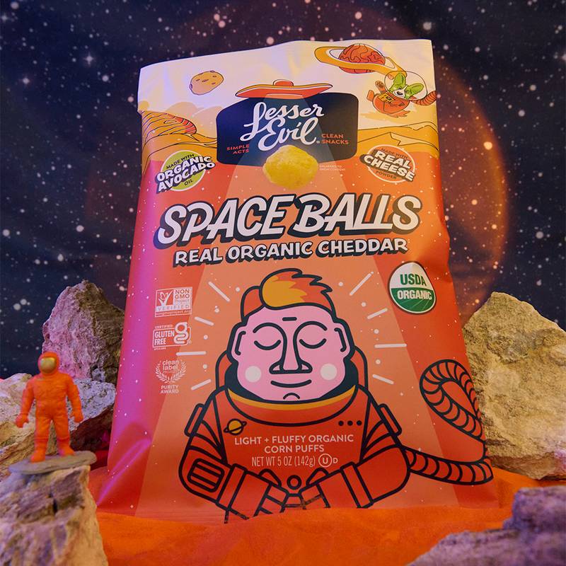 LesserEvil Space Balls, Real Organic Cheddar, 5oz