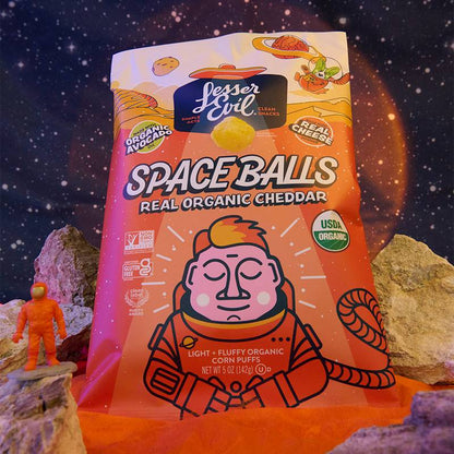 LesserEvil Space Balls, Real Organic Cheddar, 5oz