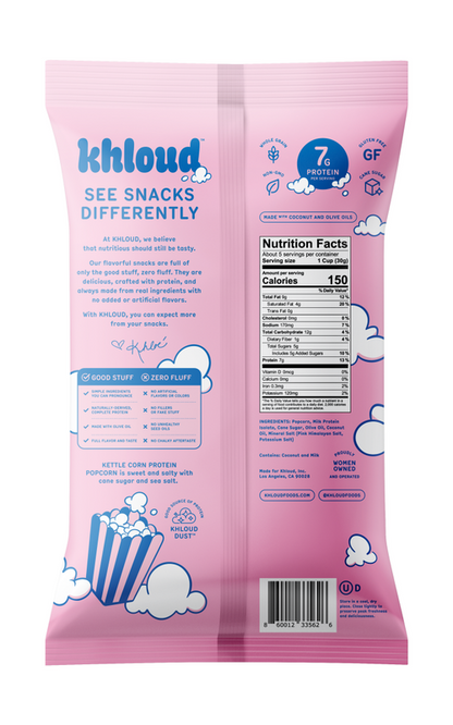 Khloud Protein Popcorn – Sweet and Salty Kettle Corn, 5oz