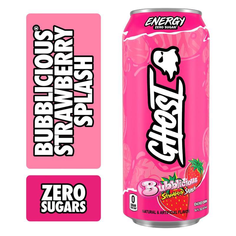 GHOST ENERGY Bubblicious Strawberry Splash 16oz Can