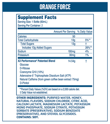 X2 Orange Pre-Workout Shot 60mL 2pk