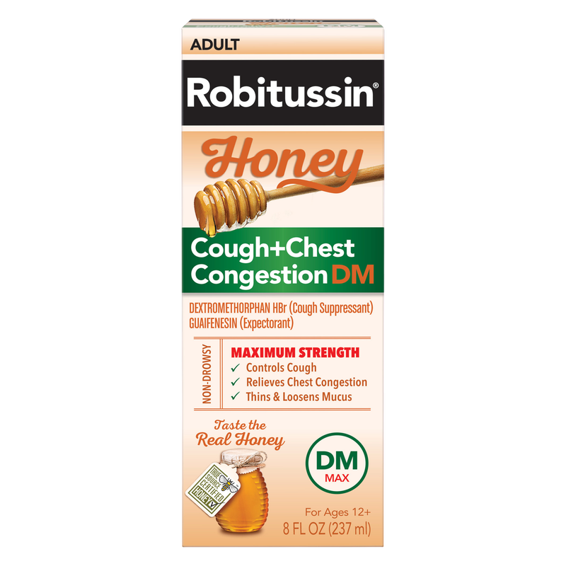 Robitussin Max Strength Cough Congestion DM and Cold Medicine, Honey, 8 Fl Oz