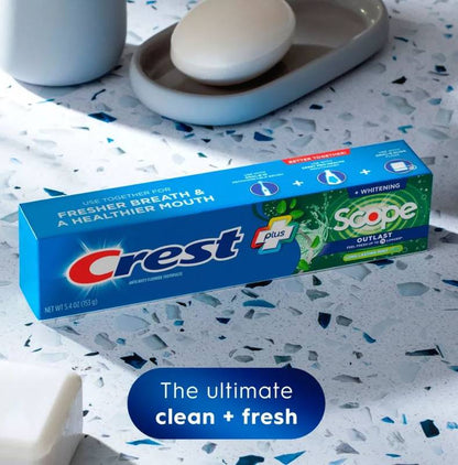 Crest Whitening Plus Scope Outlast Toothpaste, Long Lasting Mint, 5.4 oz, 2 pack