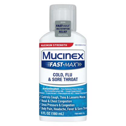 Mucinex Fast-Max Max Strength Cold Flu & Sore Throat Relief Liquid 6oz