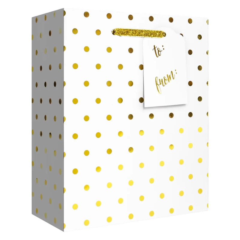 Clink Holographic Gold Dot Gift Bag, Medium