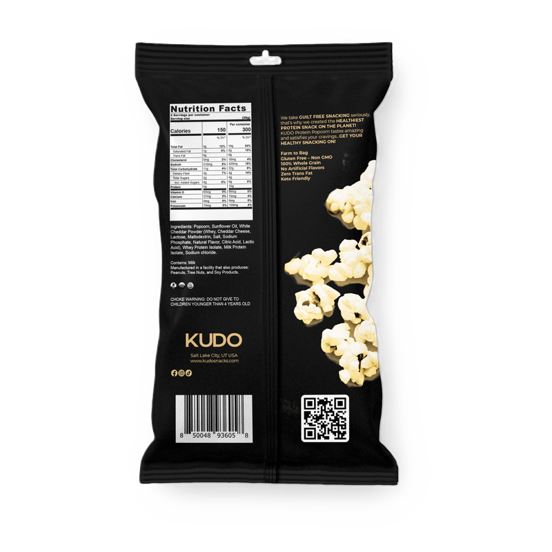 Kudo White Cheddar Protein Popcorn, 2oz - Kudo Snacks – BevMo!