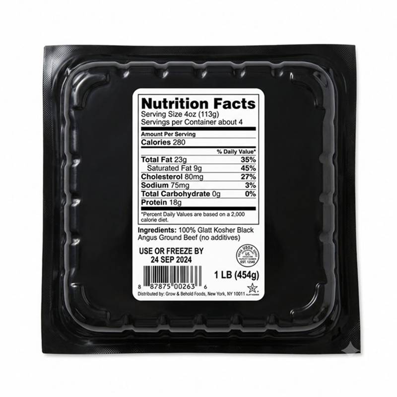 Grow & Behold Kosher Black Angus Ground Beef - 1lb