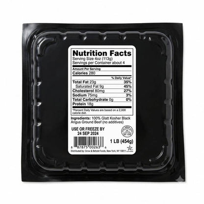 Grow & Behold Kosher Black Angus Ground Beef - 1lb